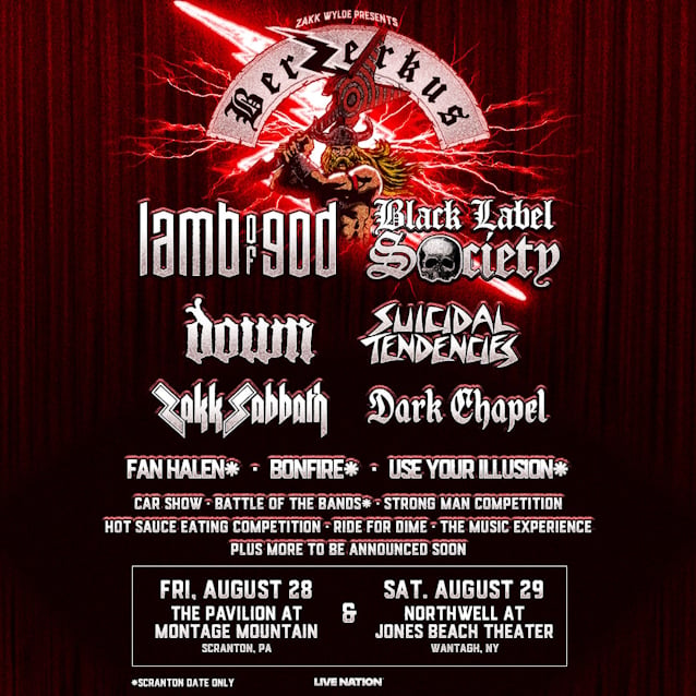 LAMB OF GOD, BLACK LABEL SOCIETY, DOWN And SUICIDAL TENDENCIES Lead 2026 Berzerkus Festival