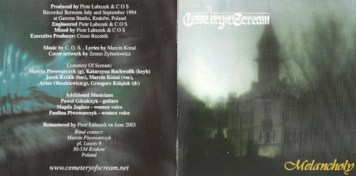 CEMETERY OF SCREAM — Melancholy (2003 reissue)