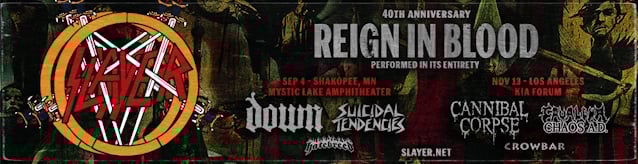SLAYER Announces Special Headlining Shows Celebrating 40th Anniversary of 'Reign in Blood'